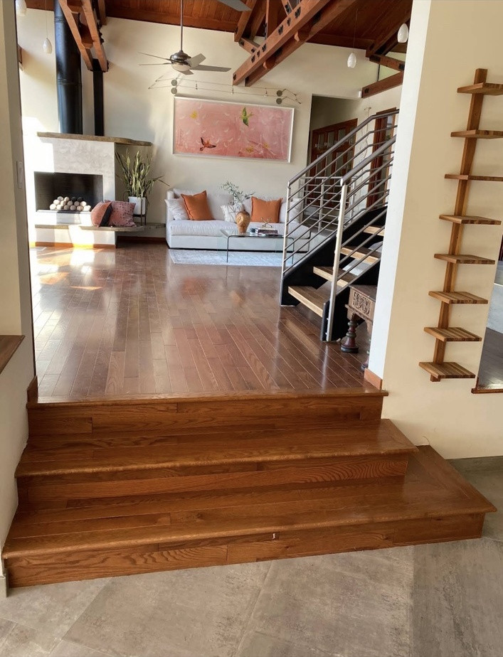 Hardwood flooring and custom stairs installed in a Laguna Beach home